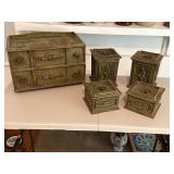 Brentwood Faux Wood bread box & canister set mcm