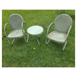 Vintage shell back patio chairs and table
