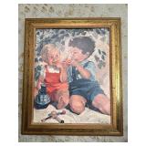 Vintage print two little boys