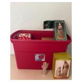 Tote of holiday decor