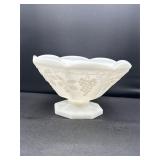 Anchor Hocking Grapevine PedestalBowl milk glass