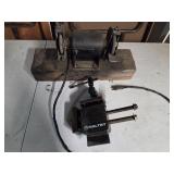 Bench grinder untested Maltby vise