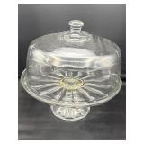 Glass domed cake plate