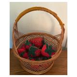 Vintage fabric strawberries in basket