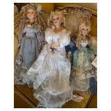 3 vintage porcelain dolls