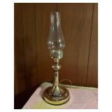Vintage Brass Finish Touch Lamp Hurricane Shade