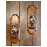 Vintage wooden sconces candle holders
