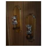 Vintage wooden sconces candle holders