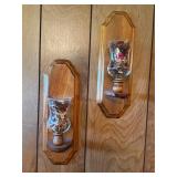 Vintage wooden sconces candle holders