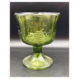 Vintage Indiana glass compote green