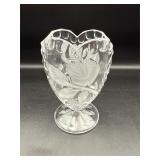 Anna Hutte Cut Crystal Heart Vase Frosted