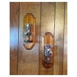 Vintage wooden sconces candle holders