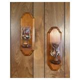 Vintage wooden sconces candle holders