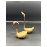 two brass swan figurines