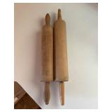 2 vintage wooden rolling pins