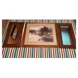 2 vintage mirrors and framed print