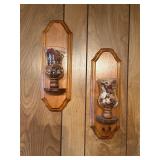 Vintage wooden sconces candle holders