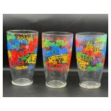 Vintage large colorful ice tea glasses