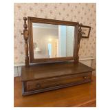 Vintage dresser top shaving mirror with drawer