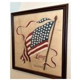 Long May it Wave American flag yarn art Vtg