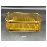 Vintage Amber ridged refrigerator dish no lid