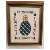 VTG needlepoint FRIENDSHIP HOSPITALITY PINEAPPLE