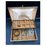 Vintage costume jewelry and box