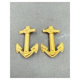 US Military Navy Anchor Pin Gold Filled Vintage