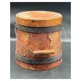 antique bentwood firkin lidded bail handle bucket