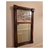Split column wood frame mirror