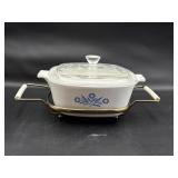 1.5 quart vintage blue cornflower casserole
