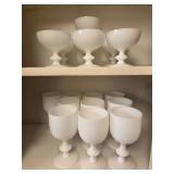 White opaline glassware