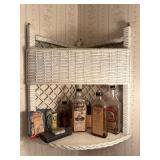 Vintage corner shelf and contents