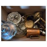 Assorted brass silverplate and more