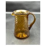 Vintage amber glass pitcher hand blown