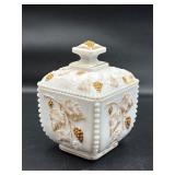 1960s Westmoreland Milk Glass covered candy dish.