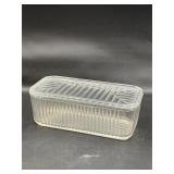 Vintage ribbed refrigerator dish (chipped rim)
