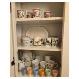 mugs egg cupa and more cabinet contents lot
