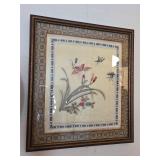 VTG Asian Embroidery Silk Framed Textile
