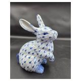 vtg Fishnet Bunny Rabbit figurine hand painted