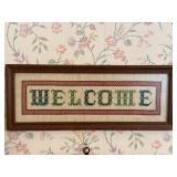 Small vintage welcome needlepoint