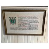 Collins family crest vintage framed print