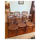 6 Vintage cane back chairs