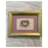 Small 1995 flowery heart wreath needlepoint