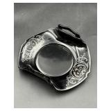 L E Smith Black Amethyst Silver Overlay plate