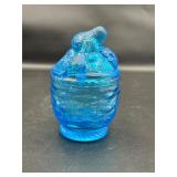 1960s aqua blue grape cluster jelly jar Indiana