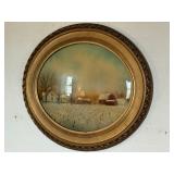 Antique Oval Curved Bubble Convex Glass gold frame