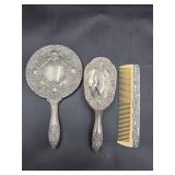 vintage vanity set brush comb mirror