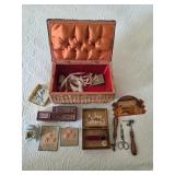 Vintage sewing box and contents