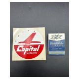 VINTAGE CAPITAL AIRLINES MATCHBOOK & STICKERS